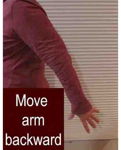 photo shows a person reaching back with her arm
